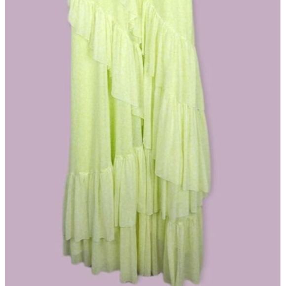 Torrid 1 Womens Yellow Floral Mesh Ruffle Midi Dress Size 1X - Picture 9 of 12